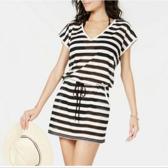 Calvin Klein Black and White Swimsuit Cover-Up S/M - Picture 1 of 9